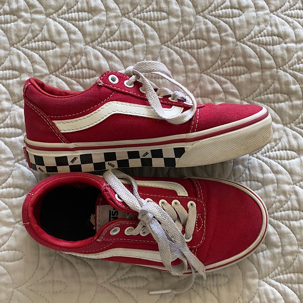 Red lace up vans